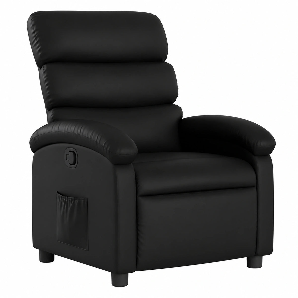 Fauteuil relax, inclinable, réglable, en similicuir, coloris noir, pour le salon