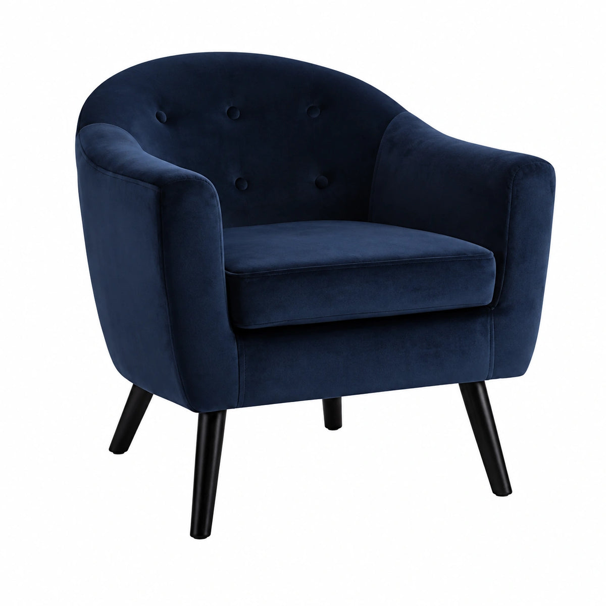 Fauteuil, en velours, coloris bleu, pour le salon ou la chambre