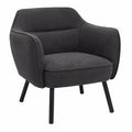 Fauteuil, en métal et velours, coloris noir et gris, pour le salon ou la chambre