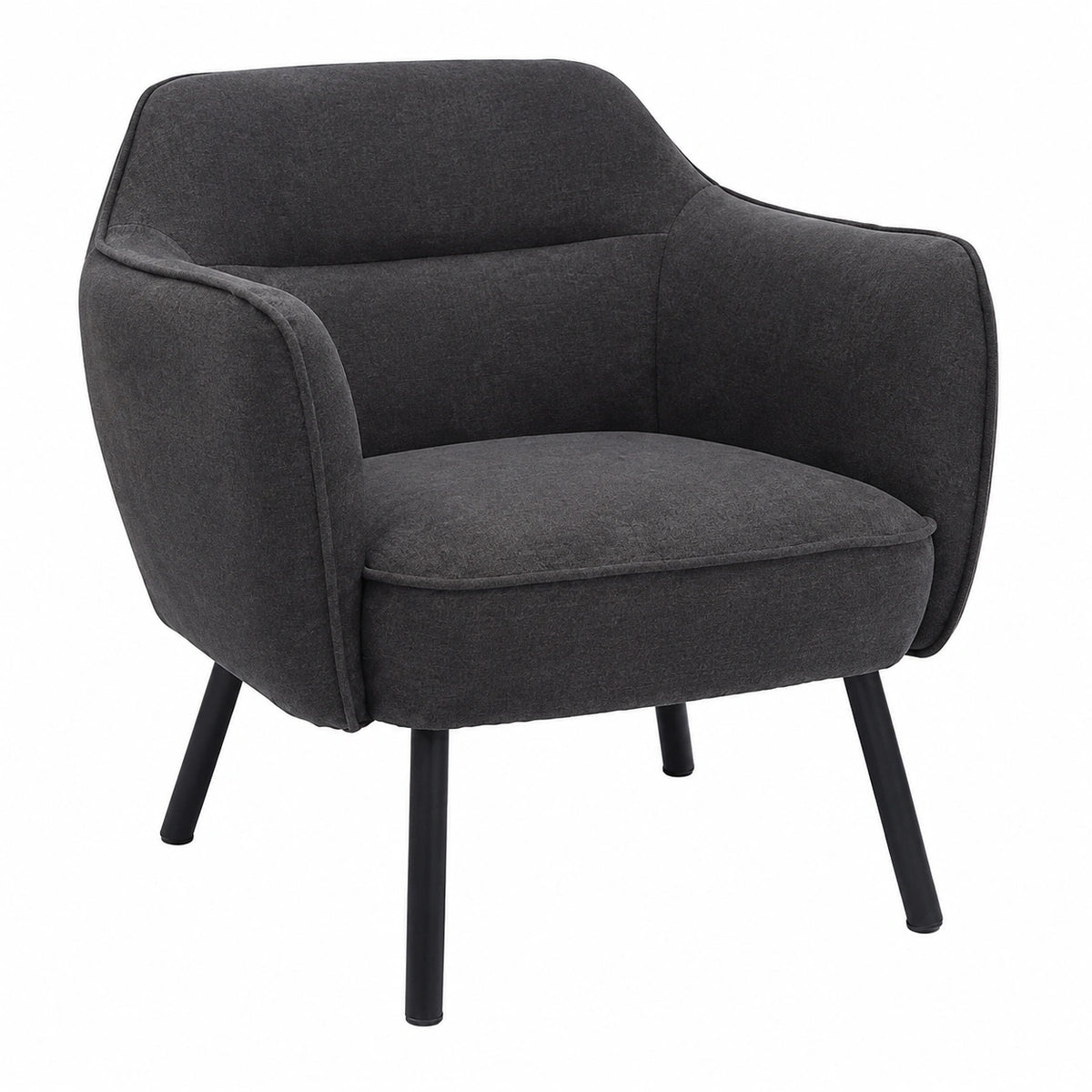 Fauteuil, en métal et velours, coloris noir et gris, pour le salon ou la chambre