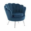 Fauteuil, rembourré, en velours, coloris bleu et argenté, pour le salon ou la chambre