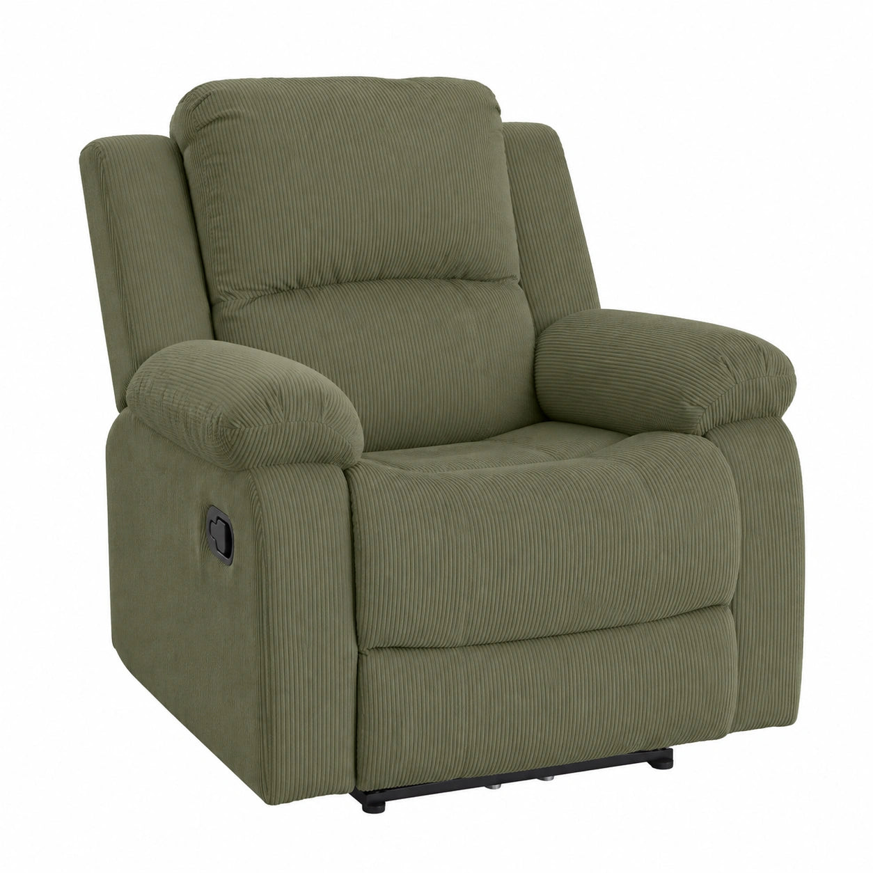 Fauteuil relax, en velours côtelé, coloris vert, pour le salon