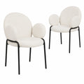 Fauteuil, en tissu bouclette, coloris blanc, pour le salon ou la chambre