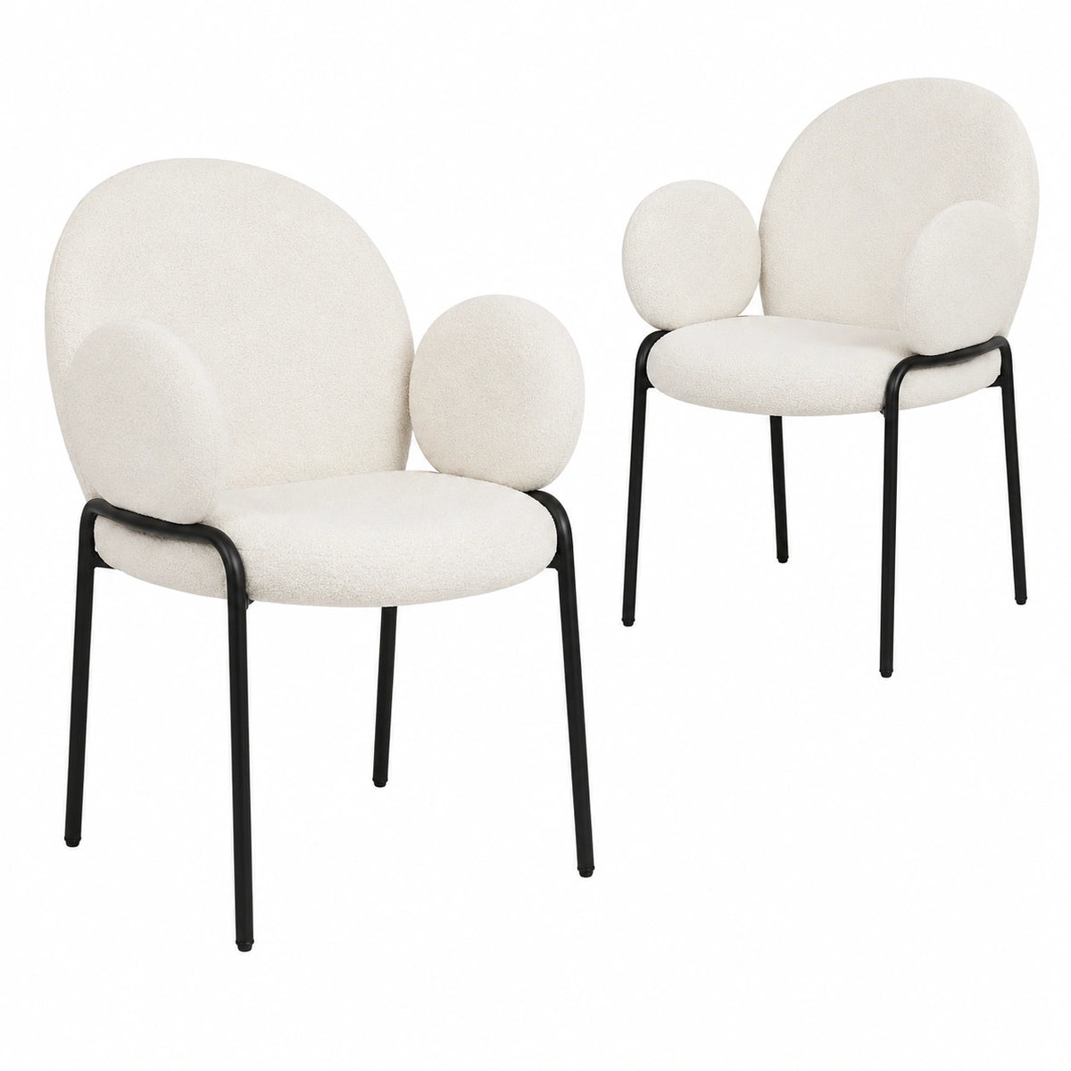 Fauteuil, en tissu bouclette, coloris blanc, pour le salon ou la chambre