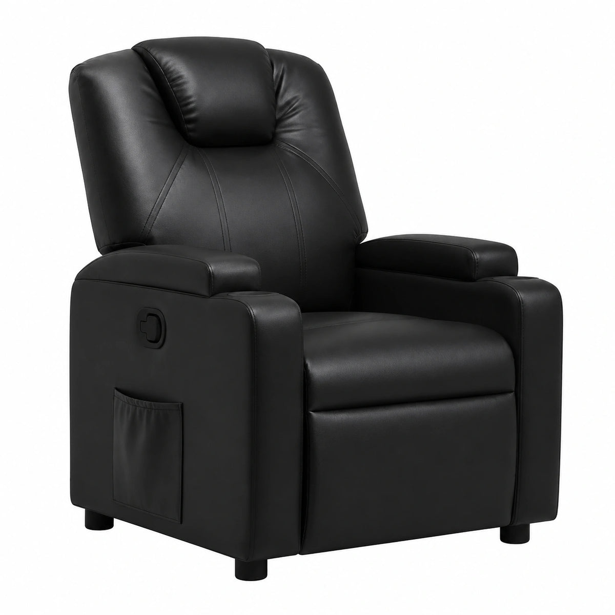 Fauteuil relax, inclinable, en similicuir, coloris noir, pour le salon