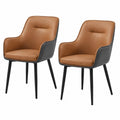 Bureau, rembourré, en métal et cuir, coloris gris et marron, pour l’espace de travail