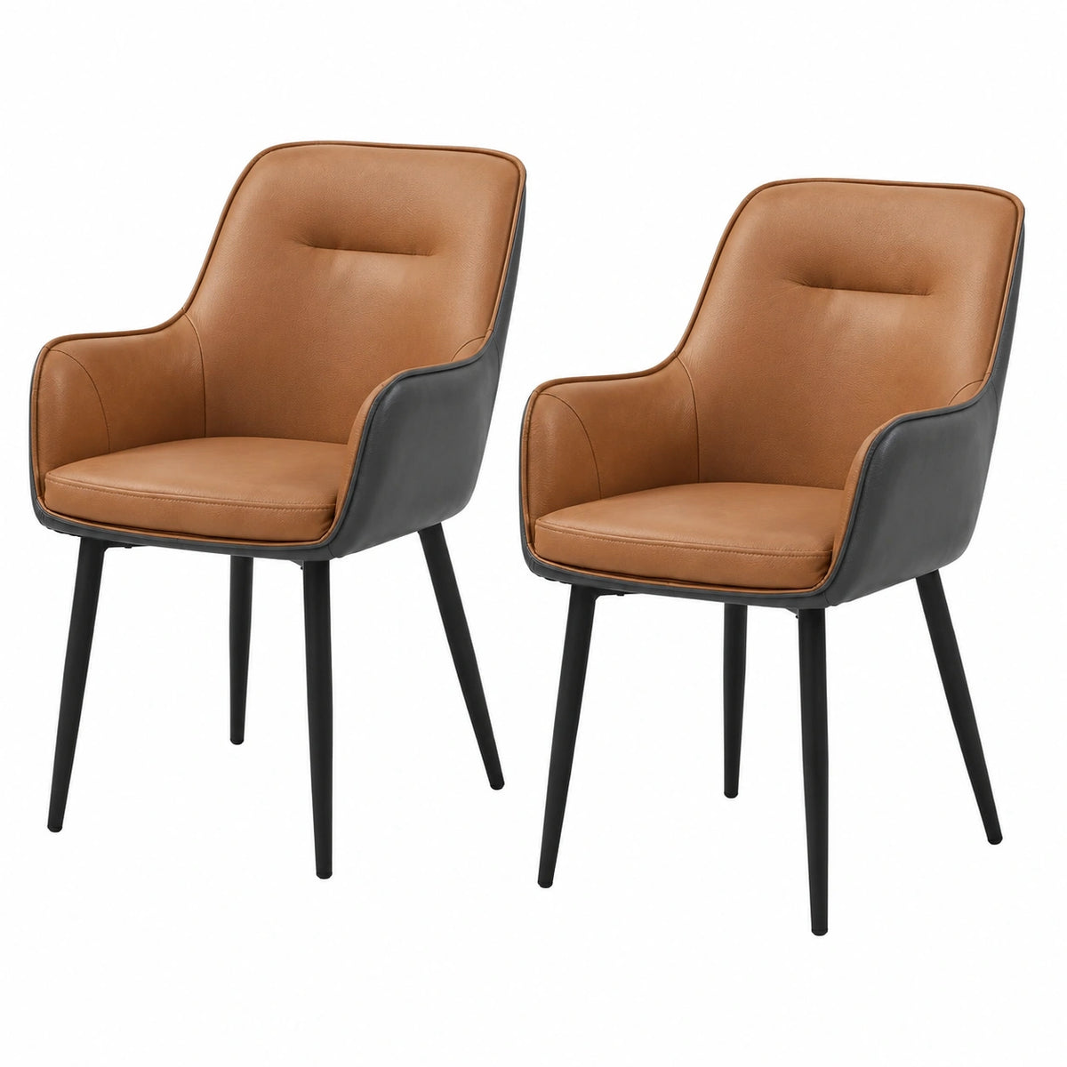 Bureau, rembourré, en métal et cuir, coloris gris et marron, pour l’espace de travail