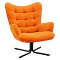 Fauteuil, pivotant, en velours, coloris orange, pour le salon ou la chambre