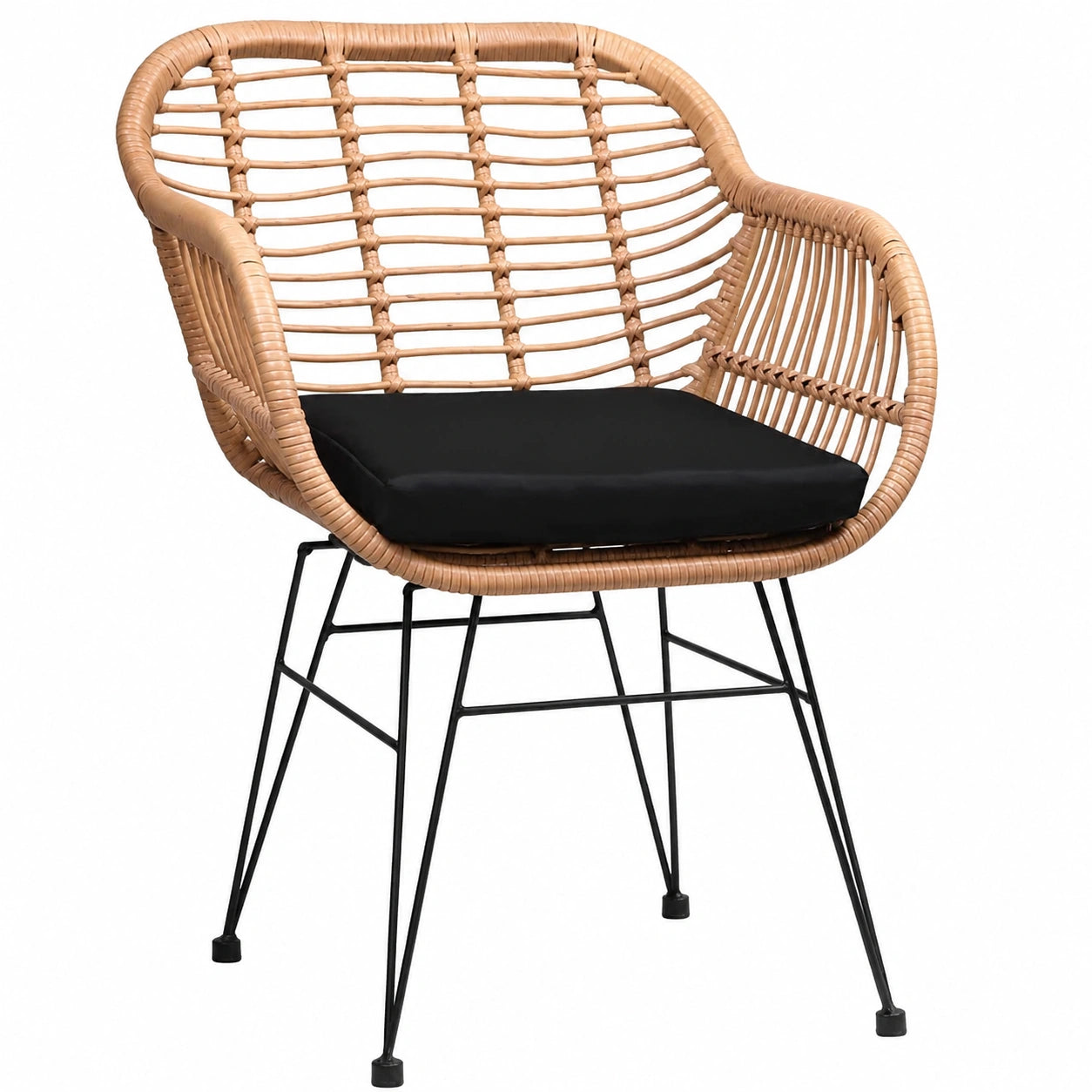 Salon de jardin, avec coussin, en acier et résine tressée, pour la terrasse ou le jardin