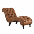 Chaise longue, inclinable, rembourré, coloris marron, 145 x 52 x 77 cm, pour la terrasse ou le jardin