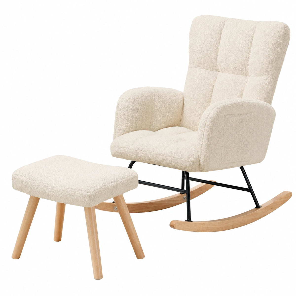 Chaise de jardin, à bascule, coloris beige, pour la terrasse ou le jardin