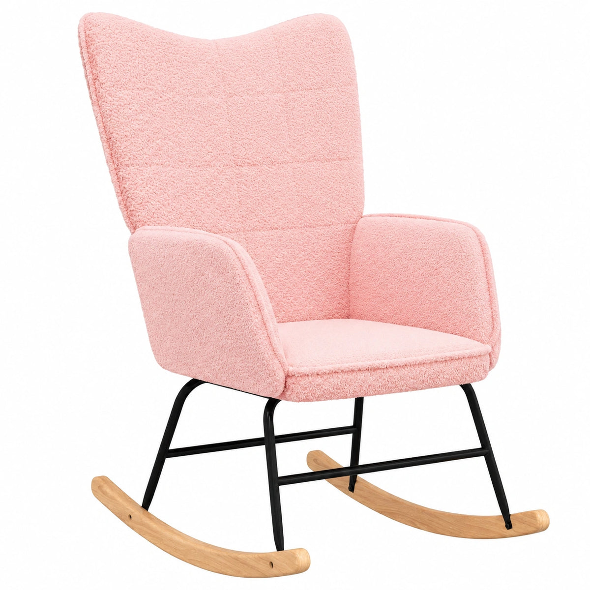 Fauteuil, à bascule, en tissu, coloris rose, pour le salon ou la chambre