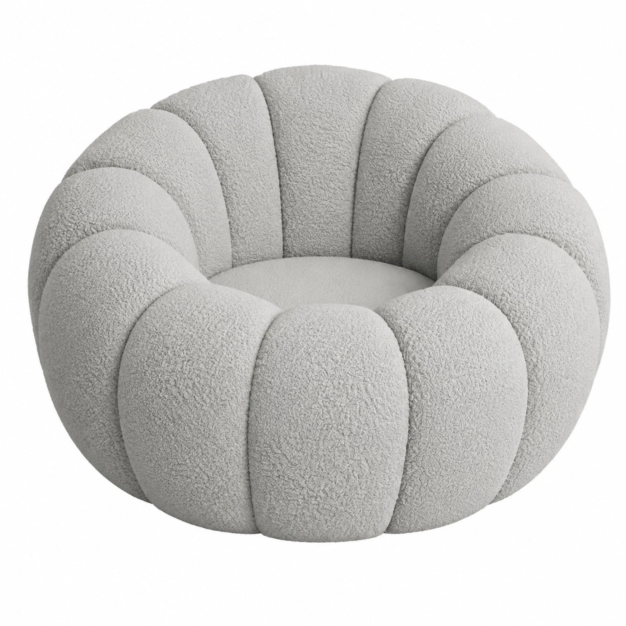Fauteuil, en tissu bouclette, coloris gris, pour le salon ou la chambre
