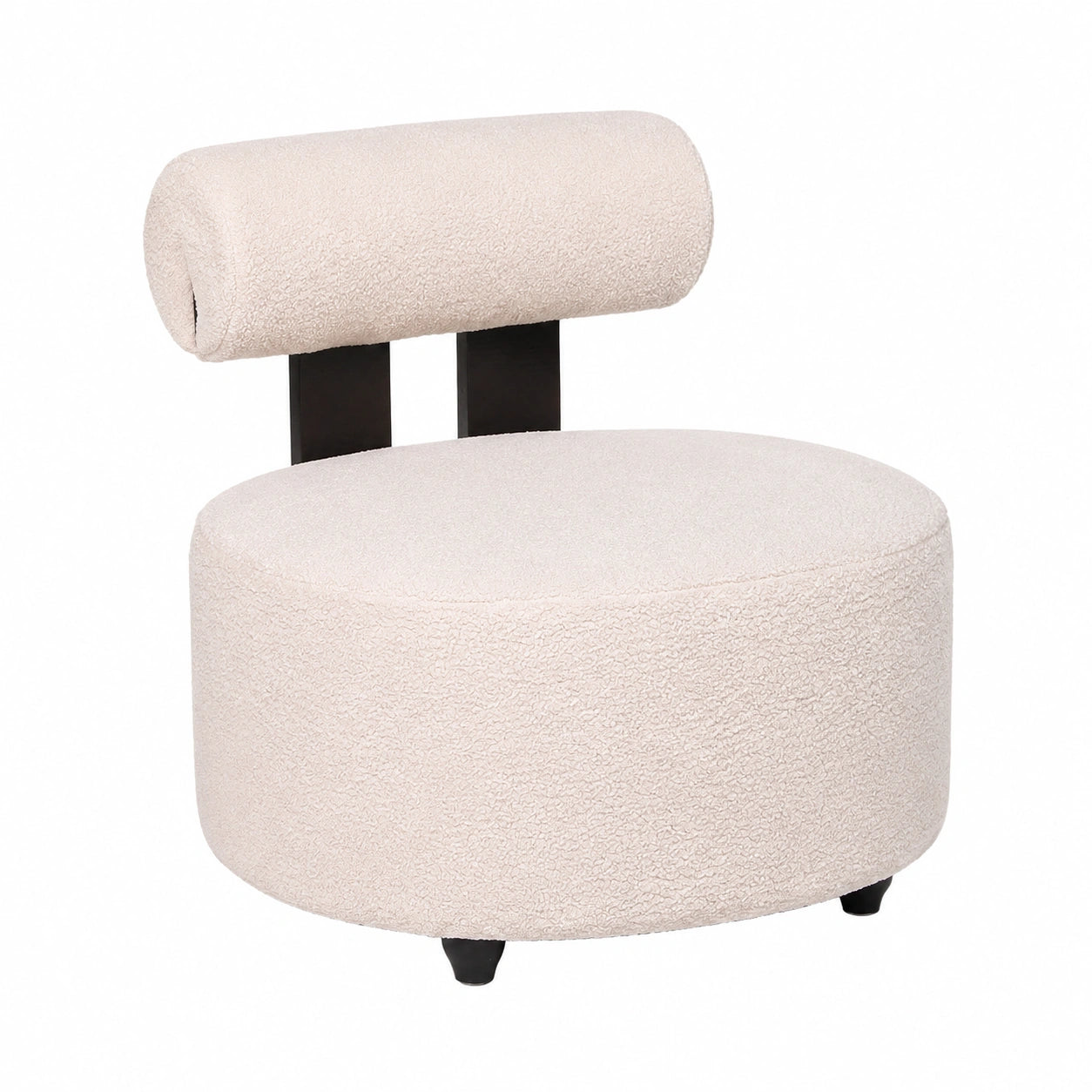 Fauteuil, en tissu bouclette, coloris beige, pour le salon ou la chambre