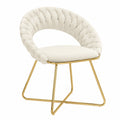 Fauteuil, en velours, coloris beige, pour le salon ou la chambre