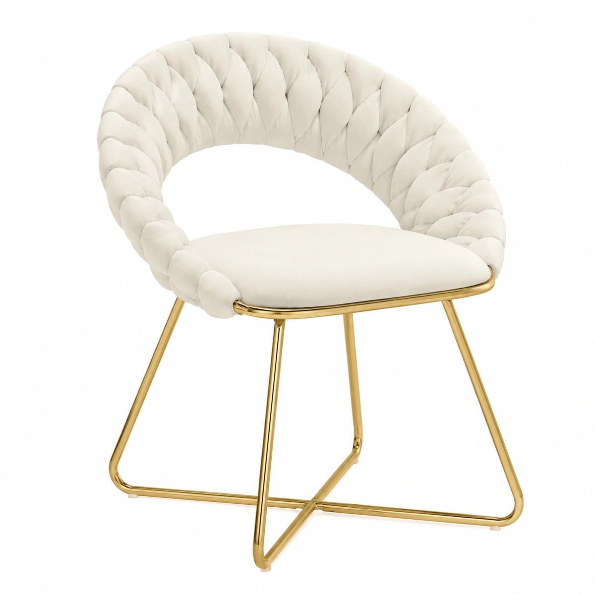 Fauteuil, en velours, coloris beige, pour le salon ou la chambre