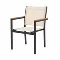 Chaise de jardin, en aluminium, coloris anthracite et beige, pour la terrasse ou le jardin