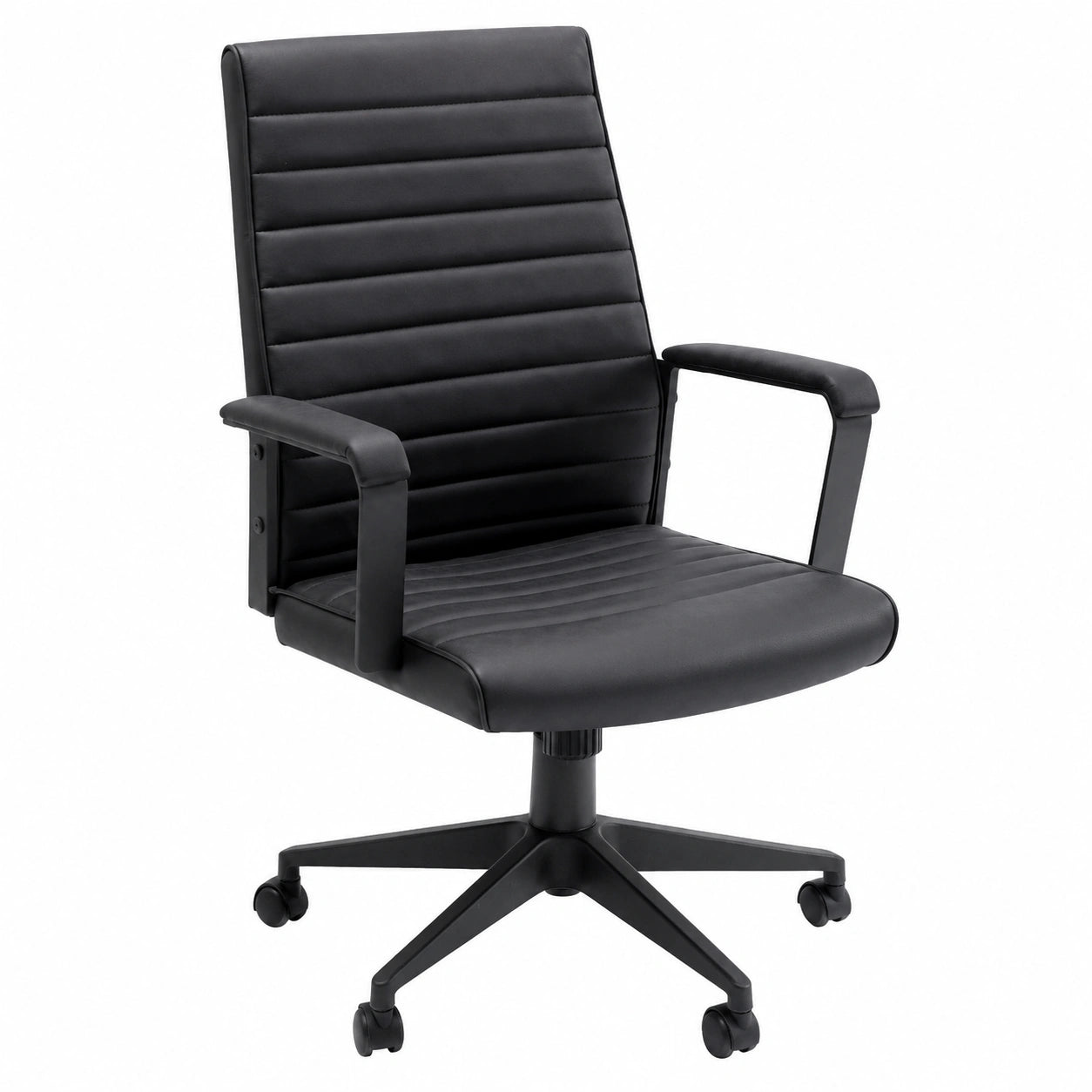 Bureau, en cuir, pivotant, rembourré, coloris noir, 109 x 59 x 62 cm, pour l’espace de travail